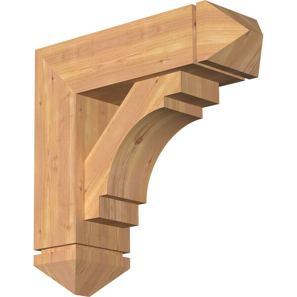 Ekena Millwork Merced Arts and Crafts Smooth Bracket w/ Offset Brace, Western Red Cedar, 7 1/2"W x 24"D x 24"H BKT0806X24X24MRC03SWR - main
